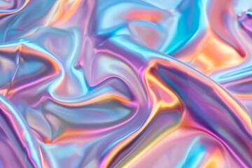 Fototapeta premium Shimmering holographic background with iridescent waves of color smooth