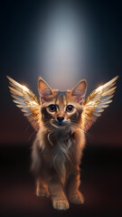 Obraz premium fantastic cat wing cute kitten spirituality flying