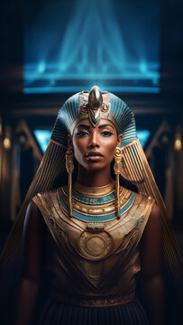 Pharaoh Egyptian Queen Godess Golden Woman Portrait