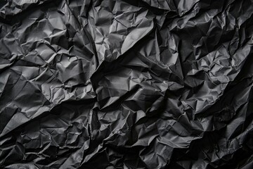 Crumpled black paper texture with dramatic shadows