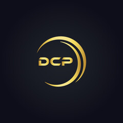 DCP logo. D C P design. White DCP letter. DCP, D C P letter logo design. D C P letter logo design in GOLD, GOLDEN LOGO, THREE, style. letter logo set in one artboard. D C P letter logo vector design.