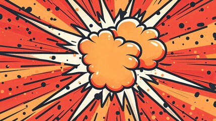 Cartoon Comic Book Explosion with Red, Yellow, and Orange Colors