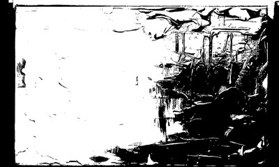 A Black Painting with White Paint on it