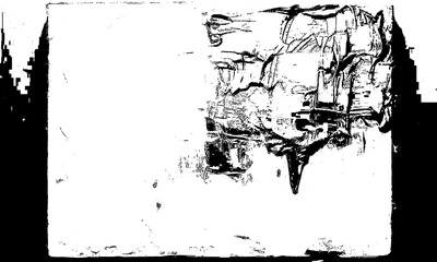 A Black Painting with White Paint on it