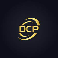 DCP logo. D C P design. White DCP letter. DCP, D C P letter logo design. D C P letter logo design in GOLD, GOLDEN LOGO, THREE, style. letter logo set in one artboard. D C P letter logo vector design.