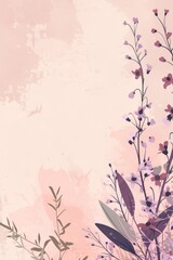 Delicate wildflowers bloom against a soft pink background