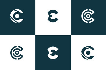 Modern and Minimal layered letter C logo, simple initial C monogram logo  design for technology brand identity design