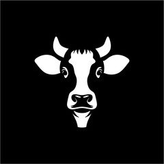 simple siluet cow head face logo