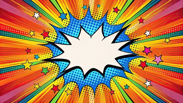 Colorful comic book background with vibrant bursts and explosion shapes, comic, book, background