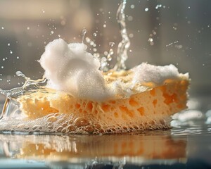 Photography shot with erasing and cleaning actions performed on sponge for precise image results