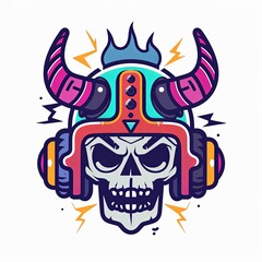 Skull with Helmet and Horns