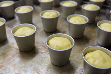 酵母で作った発酵中のパンの生地