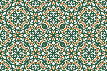 Fototapeta premium green and yellow luxury vector seamless pattern. Ornament, Traditional, Ethnic, Arabic, Turkish, Indian motifs. Great for fabric and textile, wallpaper, packaging design or any desired idea.