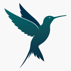 Silhouette Flying Hummingbird vector illustration with white background, Vector Birds Collection