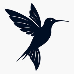 Silhouette Flying Hummingbird vector illustration with white background, Vector Birds Collection