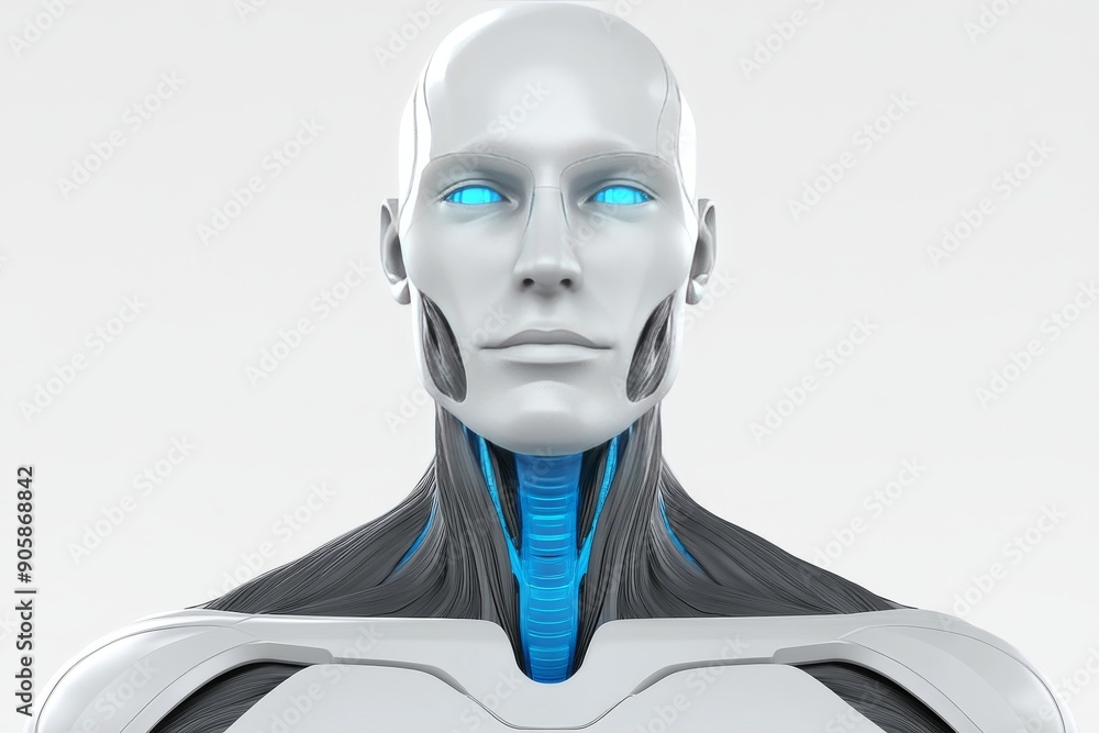 Aufkleber futuristic humanoid robot with a sleek white design symbolizing the elegance intelligence and advanc