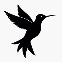 Silhouette Flying Hummingbird vector illustration with white background, Vector Birds Collection