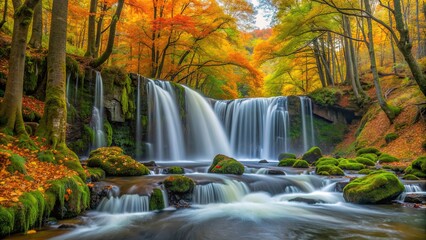 Autumn scenery of waterfalls in Oirase stream, Towada, Japan, autumn, waterfall, Oirase stream,...