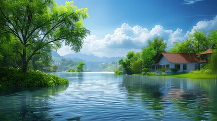 Obraz premium Peaceful Lake House