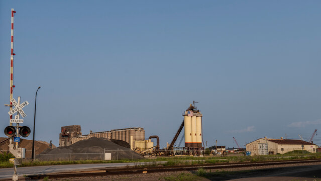View from the Rice's Point street of 'Silo Row' located along the Duluth Harbor