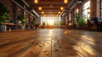 Naklejka premium Office with a gym and workspaces, promoting physical activity and productivity, leisure moderation