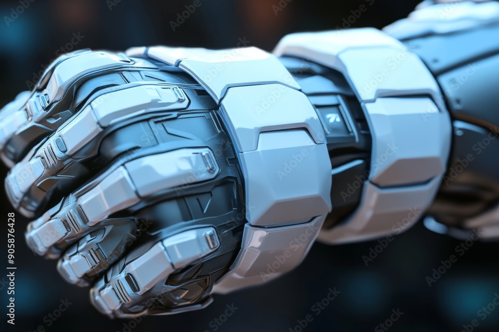 Poster close-up of a robotic arm with intricate mechanical details symbolizing the craftsmanship precision 