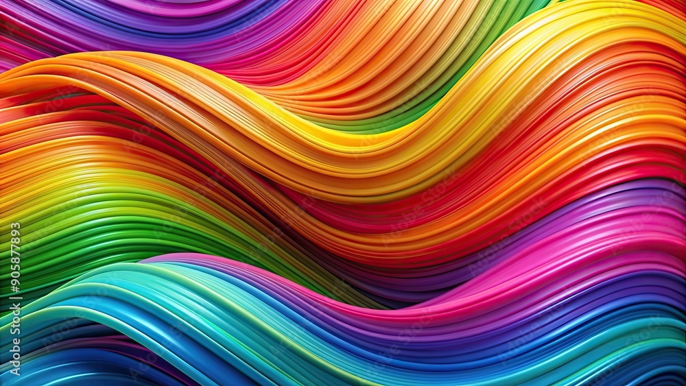 Poster Colorful abstract waves with vibrant curves, abstract, vibrant, colorful, waves, curves, art, design, background