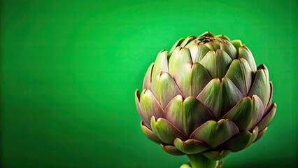 Obraz premium Artichoke on a vibrant green background, artichoke, green, vegetable, healthy, food, organic, fresh, leaf, plant
