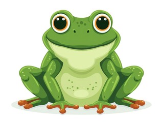 Obraz premium Cute and Playful Cartoon Style of a Green Frog Graphic Suitable for Children s Books Prints Nursery Decor and Other Kid Friendly Designs