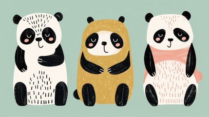 Fototapeta premium Adorable and modern cartoon style of cute pandas perfect for use in children s books nursery wall art prints and other playful designs
