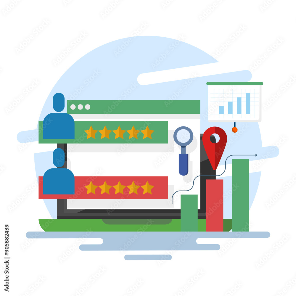 Poster concept of search analysis, marketing tools, website traffic, marketing reports, analytics analyzing