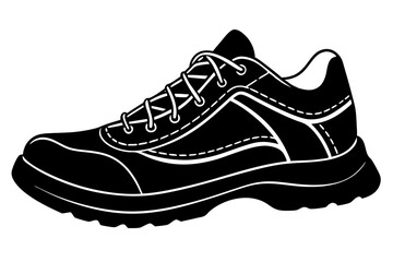 Men's Hiking Boots Outline Icon - Flat Vector Shoe Illustration