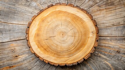 Round light wood stump cut top view isolated, stump, wood, round, cut, top view, isolated, natural, texture, background