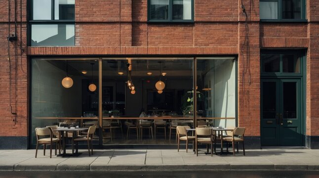 Brick Building with Restaurant and Outdoor Seating
