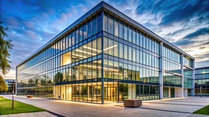 Obraz premium Modern university building with glass walls, modern, university, building, glass walls, architecture, education, contemporary