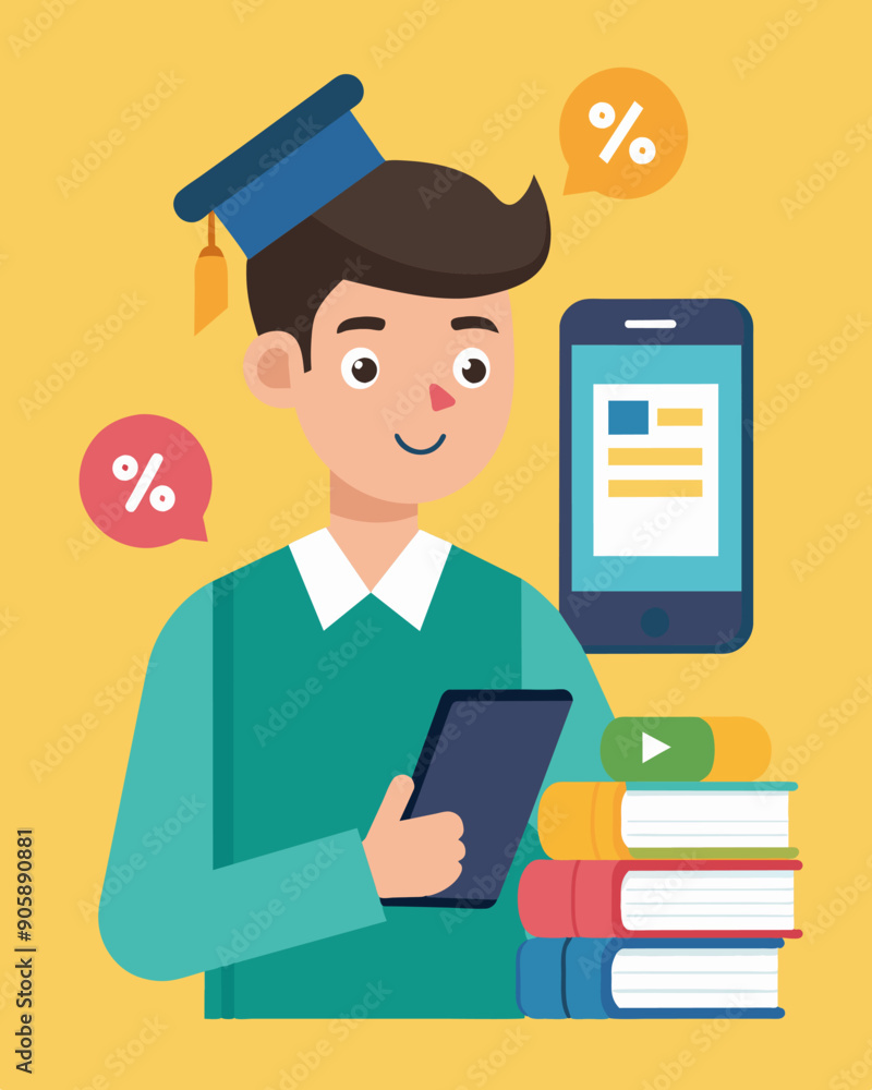 Poster a student using a price comparison app to find the cheapest textbooks for their upcoming semester.. 