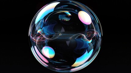 Abstract Colorful Glass Sphere on Black