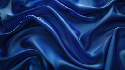 Obraz premium Royal Blue Satin Drape: Luxurious and elegant, a rich sapphire blue satin fabric cascades in graceful folds