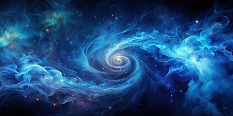 Fototapeta premium Dark blue background with swirling galaxy-themed smoke patterns , cosmic, universe, space, celestial, abstract