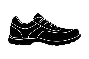 Men's Hiking Boots Silhouette- Flat Vector Shoe Illustration