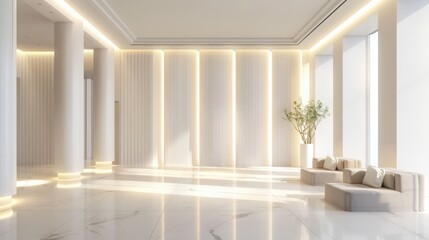 A large, empty room with white walls and a white floor