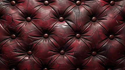 Fototapeta premium Rich Burgundy Leather Upholstery with Button Tufting for Luxury Backgrounds 
