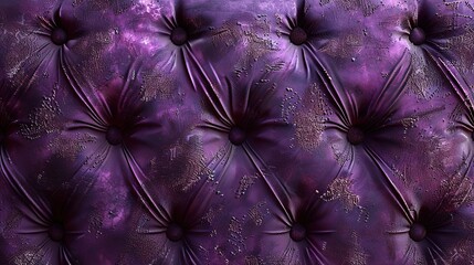 Fototapeta premium A close-up abstract texture of luxurious, deep purple tufted upholstery fabric with a shimmering galaxy-like pattern