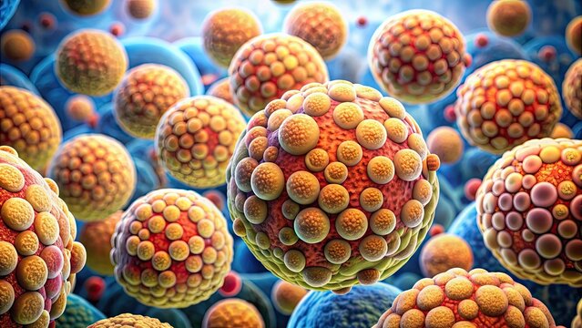 Close-up view of adipocytes, lipocytes, and fat cells composing adipose tissue, adipose tissue, cells, close-up