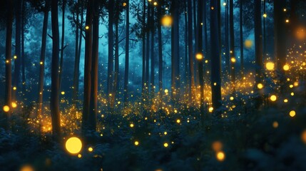 Enchanted Forest with Fireflies