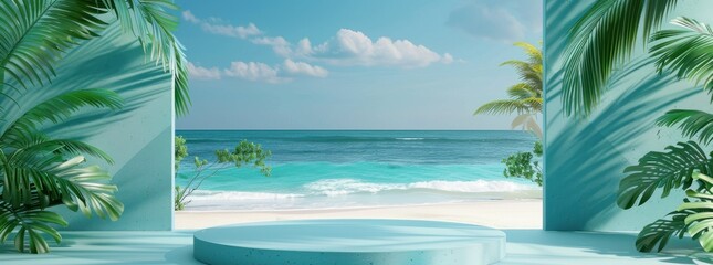 Tropical Beach Scene with Ocean View from Patio