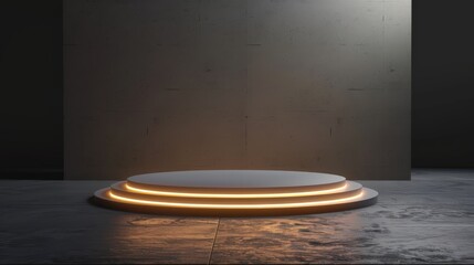 A large, empty pedestal with a wall behind it