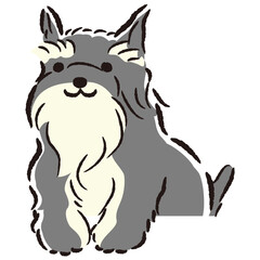 ひょこっと覗いている犬の手描きイラスト