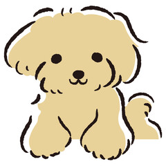 ひょこっと覗いている犬の手描きイラスト