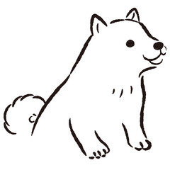 ひょこっと覗いている犬の手描きイラスト